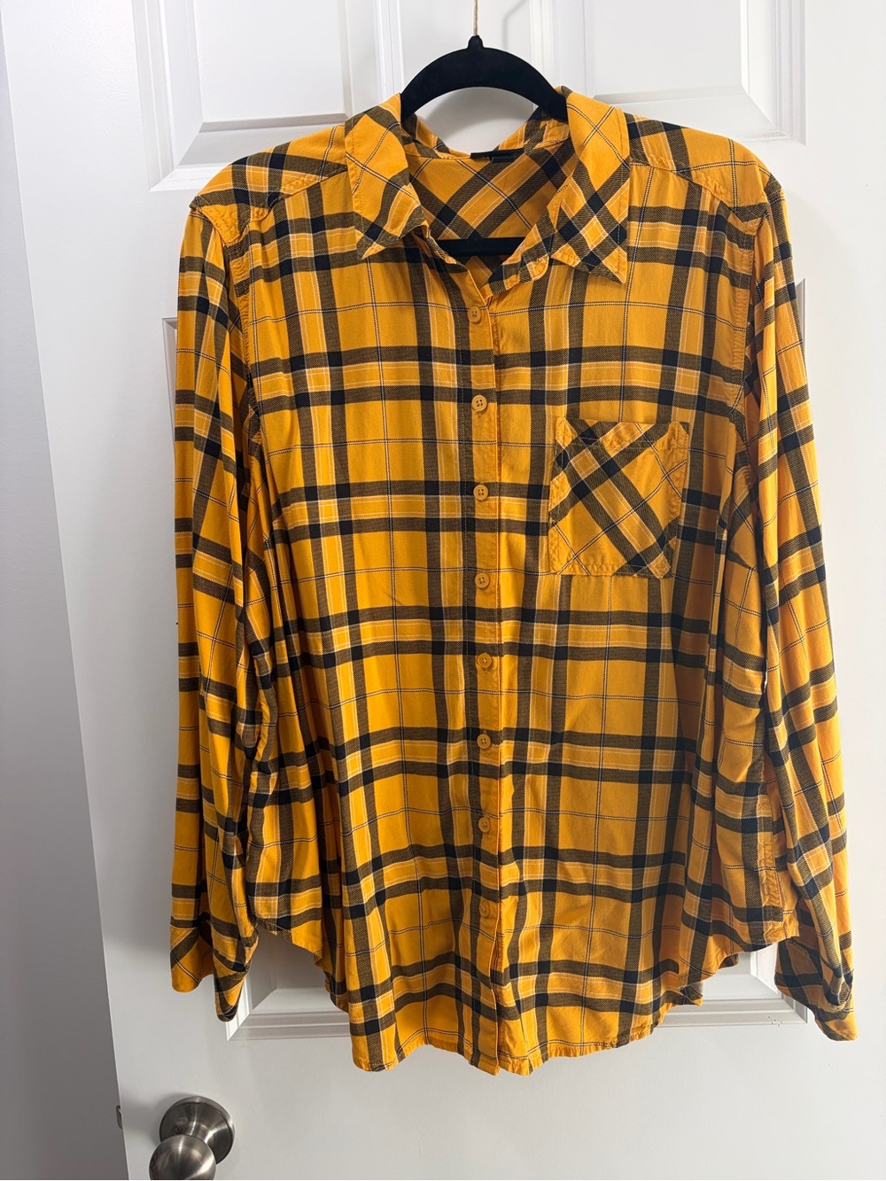 Yellow and Black Plaid Button-Up Shirt Grunge/Street